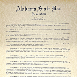 Read more about the article Bar Commissioners Unanimously Pass Memorial Resolution for Past President Taze Shepard