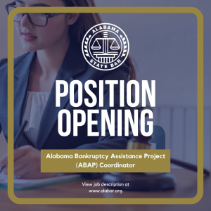 Read more about the article ASB Position Opening: Alabama Bankruptcy Assistance Project (ABAP) Coordinator