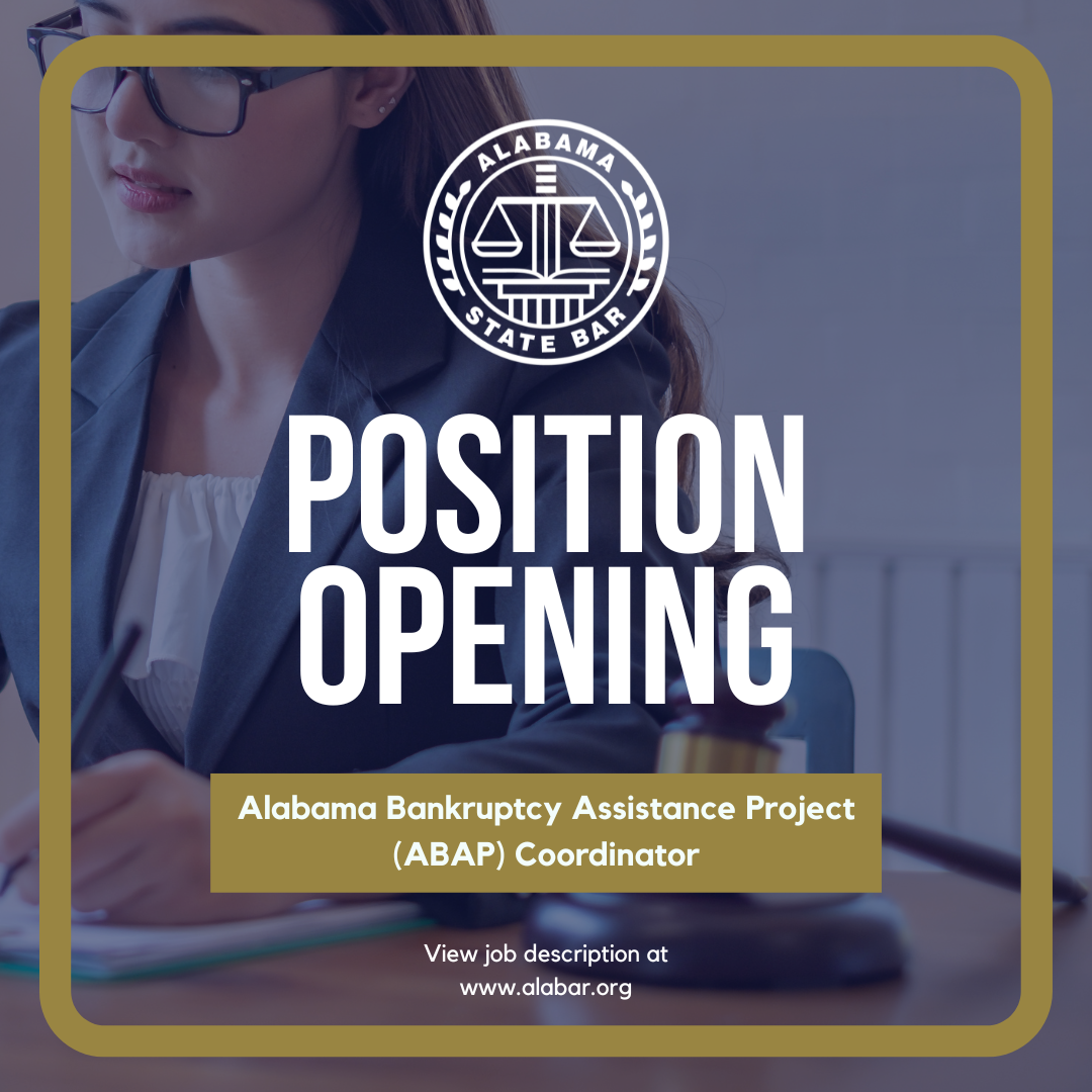 Read more about the article ASB Position Opening: Alabama Bankruptcy Assistance Project (ABAP) Coordinator