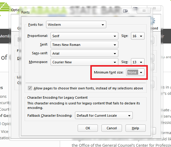 Firefox font dialog